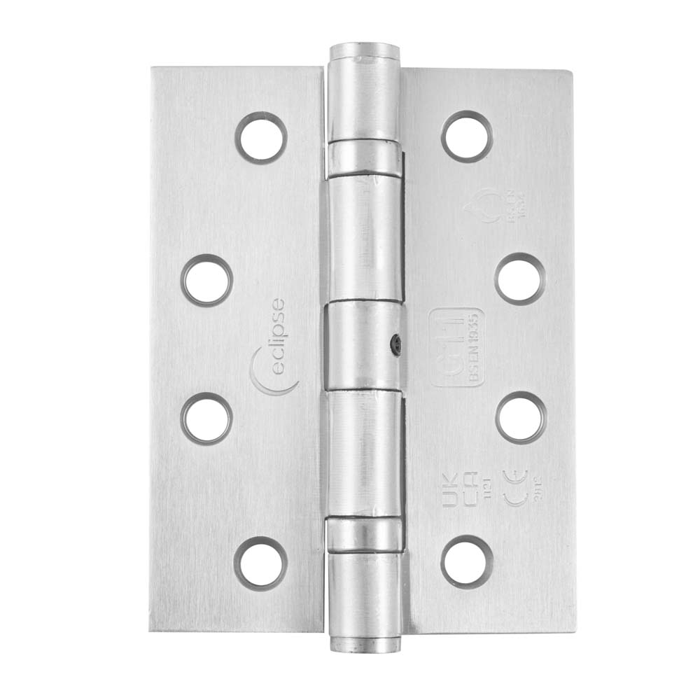Eclipse 4 Inch (102mm) Ball Bearing Hinge Grade 11 Square Ends - Satin Chrome (Sold in Pairs)